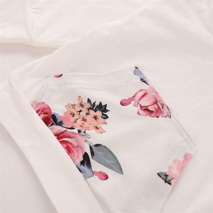 Baby Mädchen Outfit 2 Stücke Set Gestreifte Blumen Hoodies mit Tasche Top + Lange Hosen Sweatshirt O