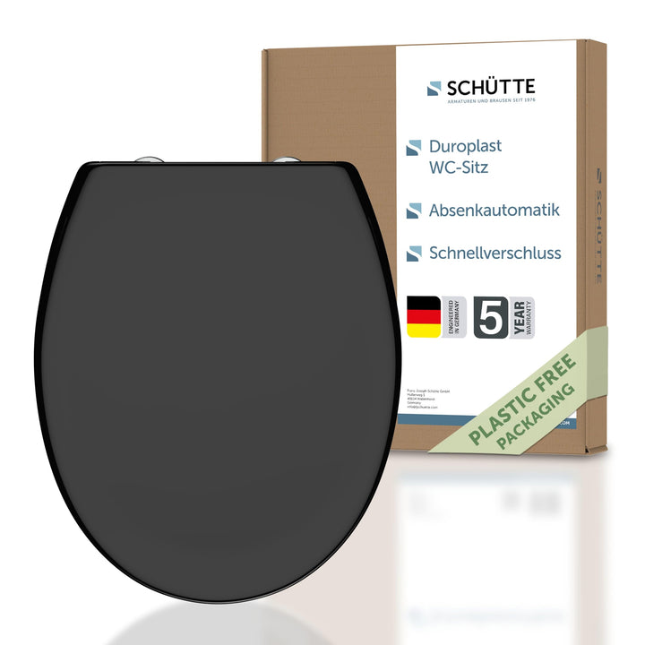 SCHÜTTE WC-Sitz mit Absenkautomatik | Abnehmbarer Klodeckel aus bruchsicherem Duroplast | Innovative