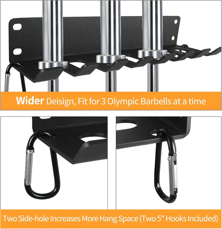 Gym Rack Organizer, Heavy Duty Langhantel-Aufbewahrung, 7 Platz Wandhalterung, Olympische Langhantel