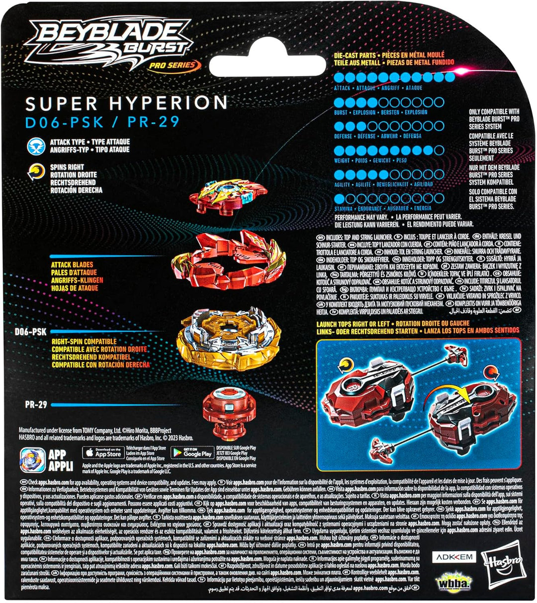 Beyblade Burst Pro Series Super Hyperion Schnur-Starker Pack, Beyblade Starter mit Kreisel, für Jung