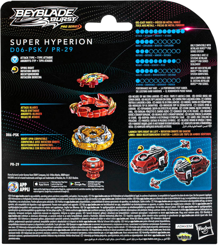 Beyblade Burst Pro Series Super Hyperion Schnur-Starker Pack, Beyblade Starter mit Kreisel, für Jung