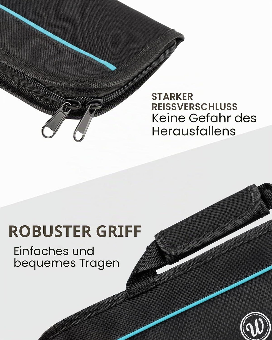 Wessleco Chef-Messertasche (5 Schlitze), Messer-Etui aus Nylon, zur Aufbewahrung von Messern, Traget