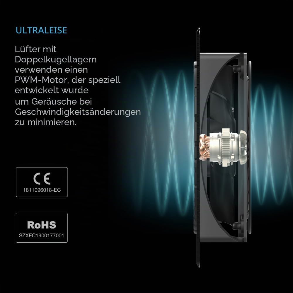 AC Infinity AIRPLATE S3, leises Kühllüftersystem 6" (16 cm) mit Geschwindigkeitssteuerung, für Heimk