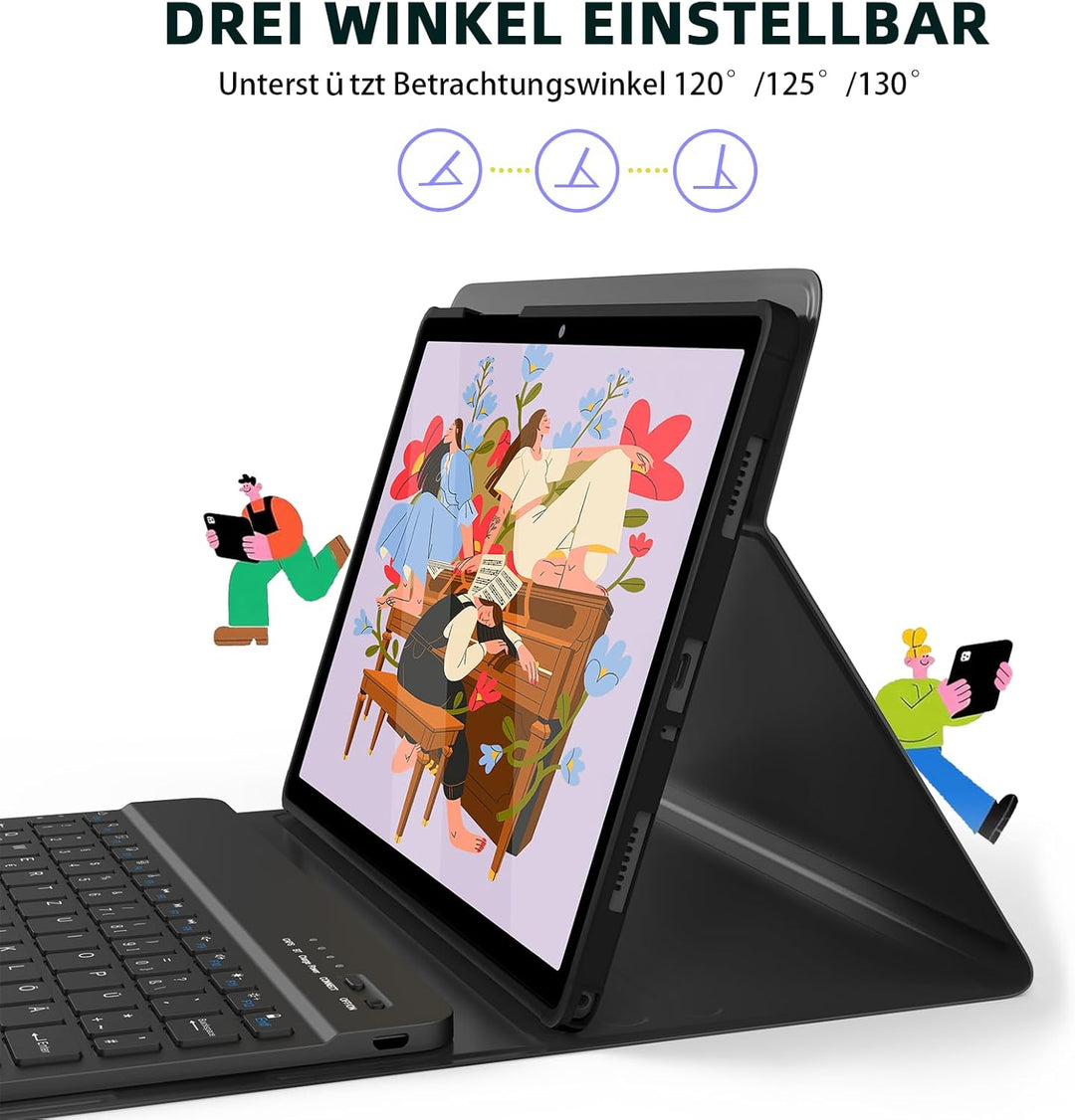 BQSS Hülle für Samsung A11+ 11" 2025/A9+ 11" 2023, QWERTZ | Bluetooth-Tastatur mit Auto-Schlaf-/Wach