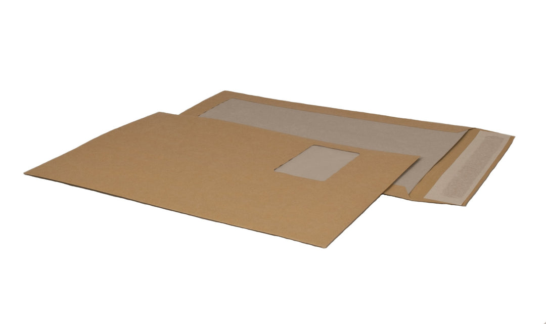 Papprückwandtasche C4 (324x229mm) mit Fenster haftklebend braun 120g 100 Stück braun C4 (229x324 mm)