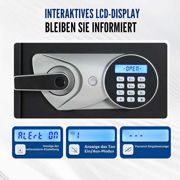 Tresor, BlackSmith Safe Tresor für Zuhause Klein 35x25x25cm, Biometrischer Fingerabdruck Digitaler Z