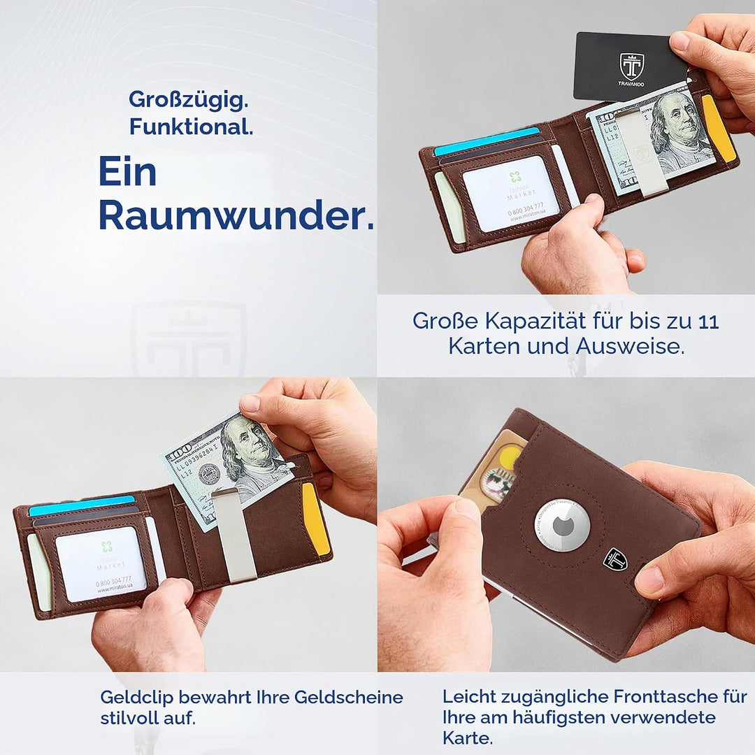 TRAVANDO börse mit klammer â€žRIOâ€œ â€“ Herren-Geldbörsen, schmale Vordertasche, RFID-blockierender