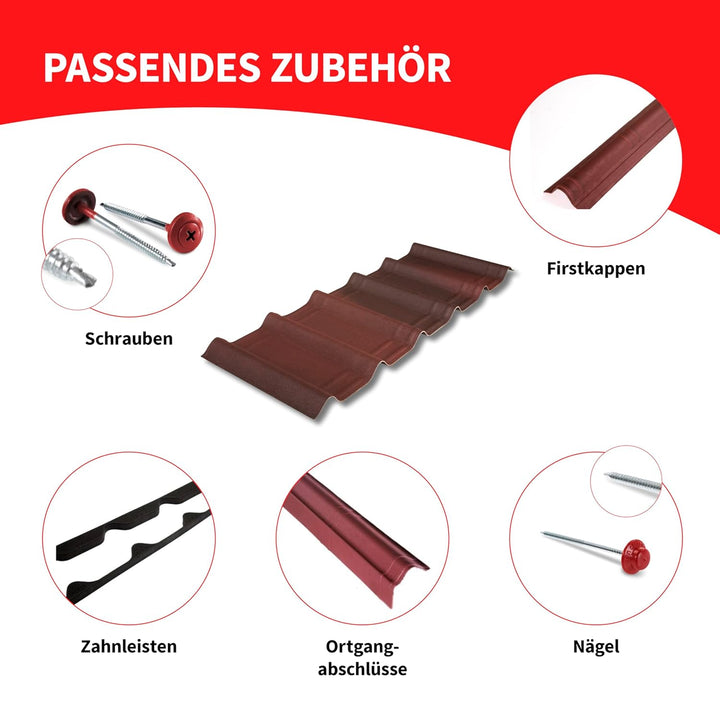 ONDUVILLA Dachplatten Bitumenwellplatten Dachsystem zum Verlegen-Dachmaterial wetterfest&langlebig–F