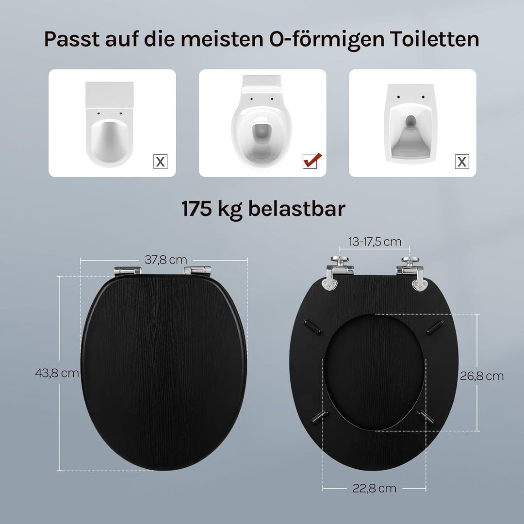 WOLTU Premium WC-Sitz Toilettensitz mit Absenkautomatik, MDF Holzkern, Softclose Scharnier, Desgin D