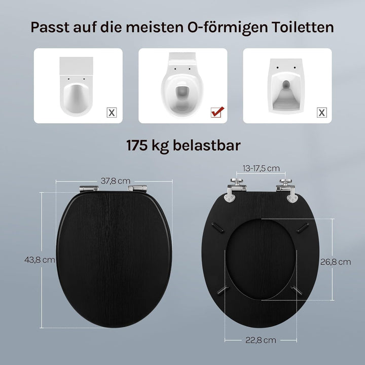 WOLTU Premium WC-Sitz Toilettensitz mit Absenkautomatik, MDF Holzkern, Softclose Scharnier, Desgin D