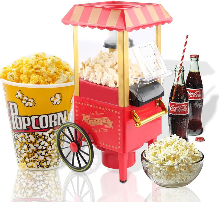 Popcornmaschine, Popcorn in 3 Minuten, kein Fett, Heissluft, ölfrei, 1200 W, ideal für Familie und A