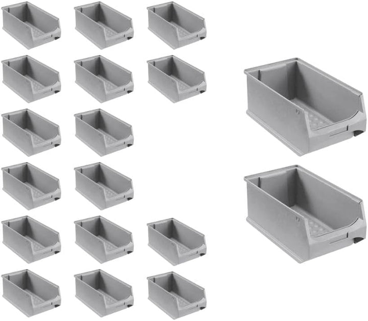 SuperSparSet 18x Graue Sichtlagerbox 4.0 | HxBxT 15x20x35cm | 7,2 Liter | Sichtlagerbehälter, Sichtl