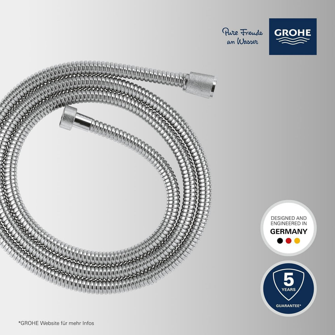GROHE Vitalioflex - Metallbrauseschlauch (2000 mm, verstärkte Ausführung, knickfest, hitzebeständig)