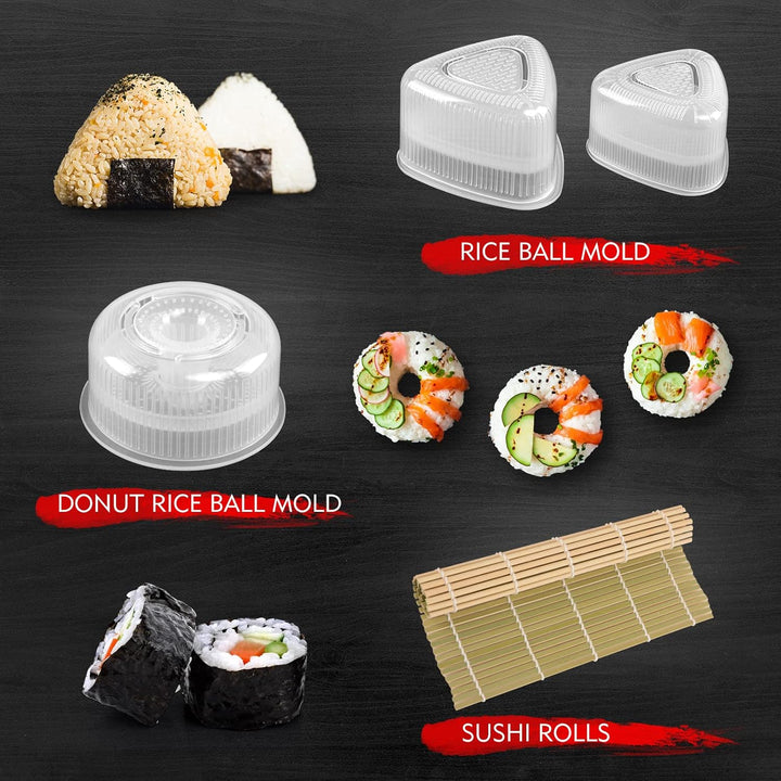 SKYSER Sushi Maker Kit, 17 Pieces Sushi Maker Set for Beginners, 8 Shapes Sushi Making Kit Complete,