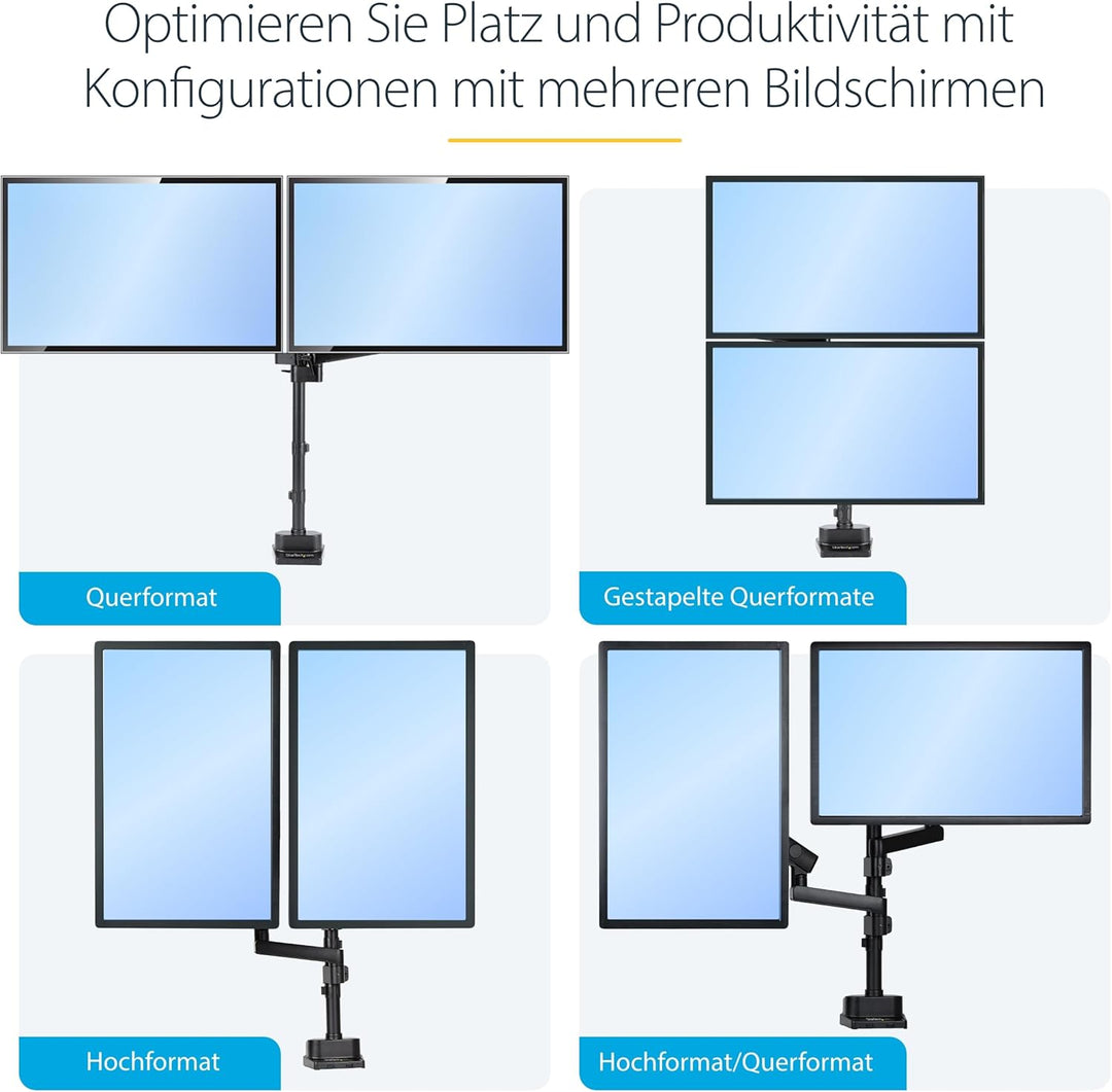 StarTech.com Desk Mount Dual Monitor Arm - Full Motion Monitor Mount for 2X VESA Displays up to 32"