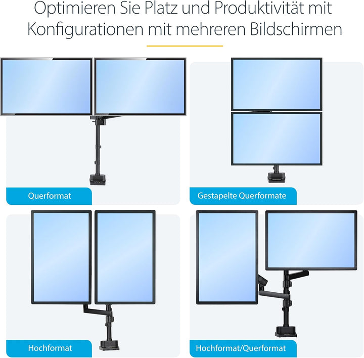 StarTech.com Desk Mount Dual Monitor Arm - Full Motion Monitor Mount for 2X VESA Displays up to 32"