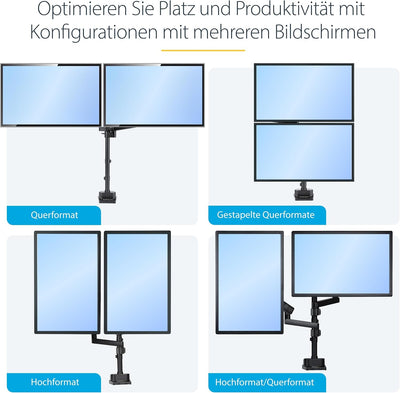 StarTech.com Desk Mount Dual Monitor Arm - Full Motion Monitor Mount for 2X VESA Displays up to 32"