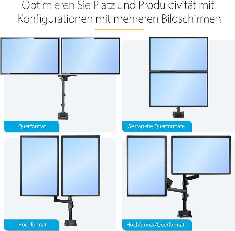 StarTech.com Desk Mount Dual Monitor Arm - Full Motion Monitor Mount for 2X VESA Displays up to 32"