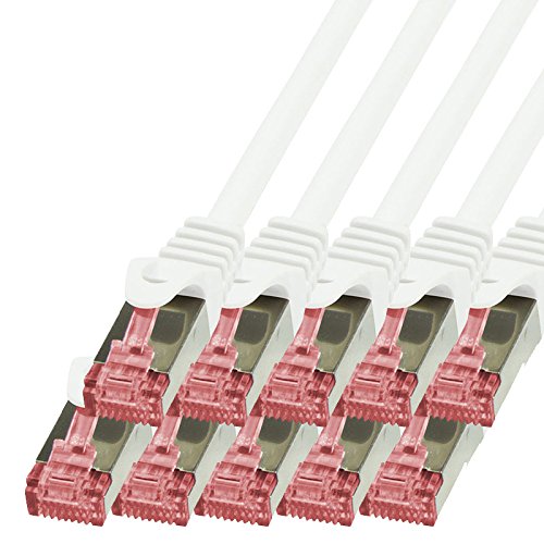 BIGtec LAN Kabel 10 Stück 5m Netzwerkkabel Ethernet Internet Patchkabel CAT.6 weiss Gigabit SFTP dop