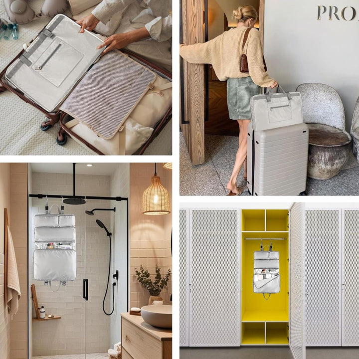 Surblue 6-in-1 Hängende Reise-Organizer-Tasche mit wasserdichten Fächern - Faltschrank für Koffer Au