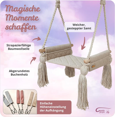 Create for you® - Baby Schaukel Indoor, Grosse Kinderschaukel Holz, Schaukel Baby, Babyschaukel Türr