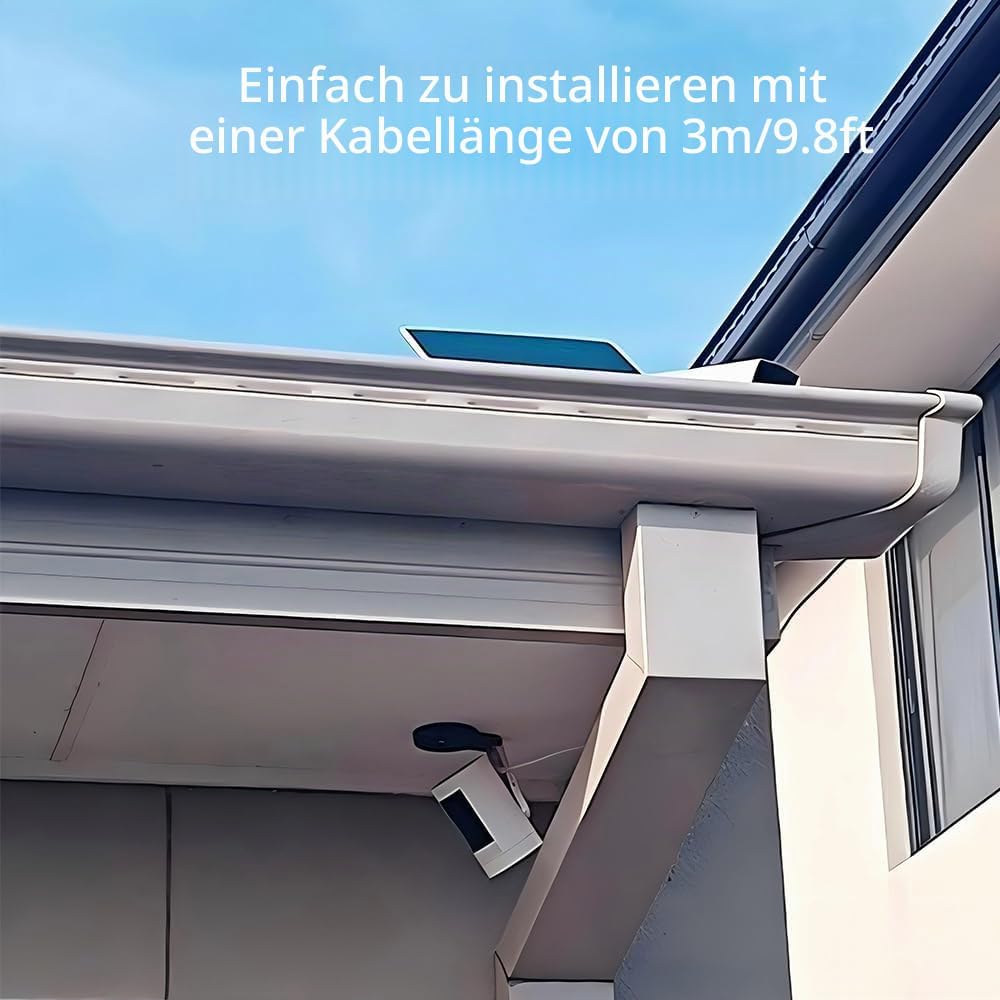Solarmodul-Ladegerät mit zwei Steckern,DC 3,5x1,35 und USB-C,3m Ladekabel, IP65, kompatibel mit Ring
