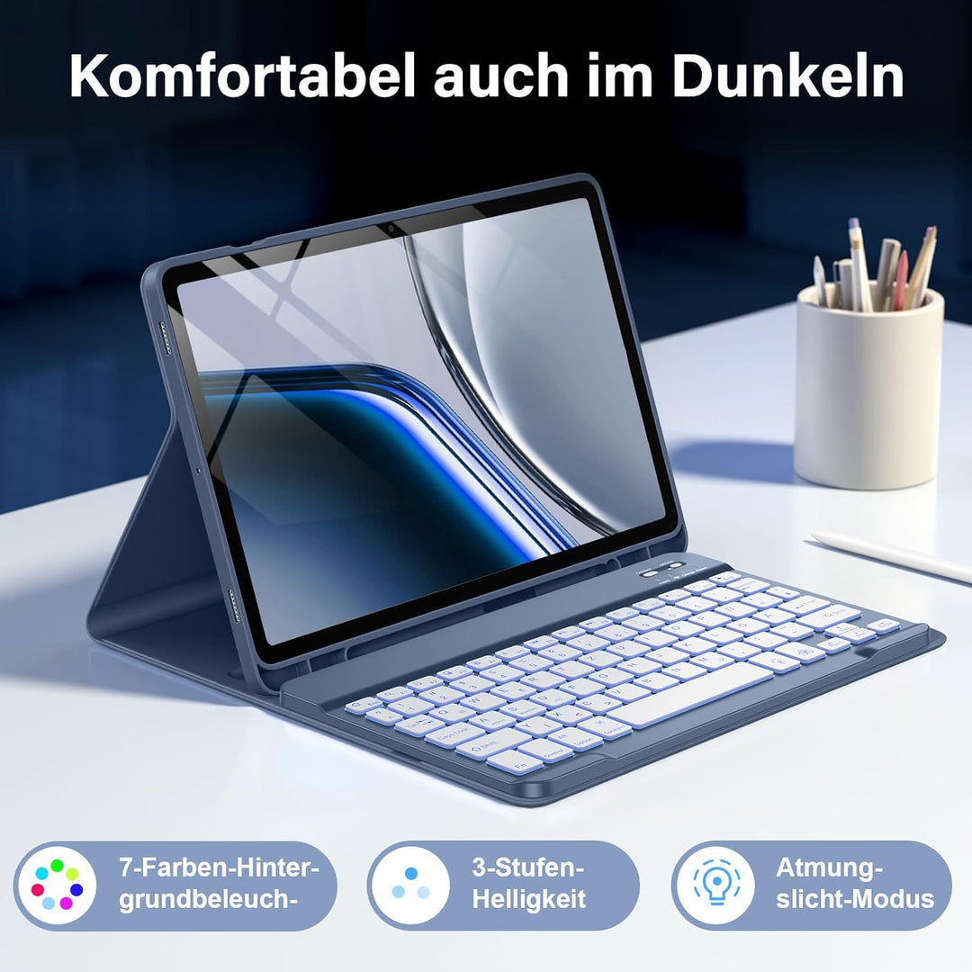 Vobafe Tastatur Hülle für Samsung Galaxy Tab S10 Lite/S10 FE/S9 FE 10.9 Zoll/Tab S9 11 Zoll, 7-Farbe