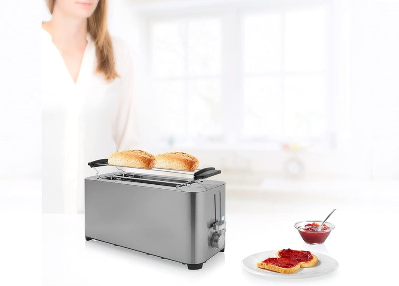 Princess 142402 Steel Toaster 2 Langer Schlitz - 7 einstellbare Stufen - 1400 W 4 Toasts Langer Schl