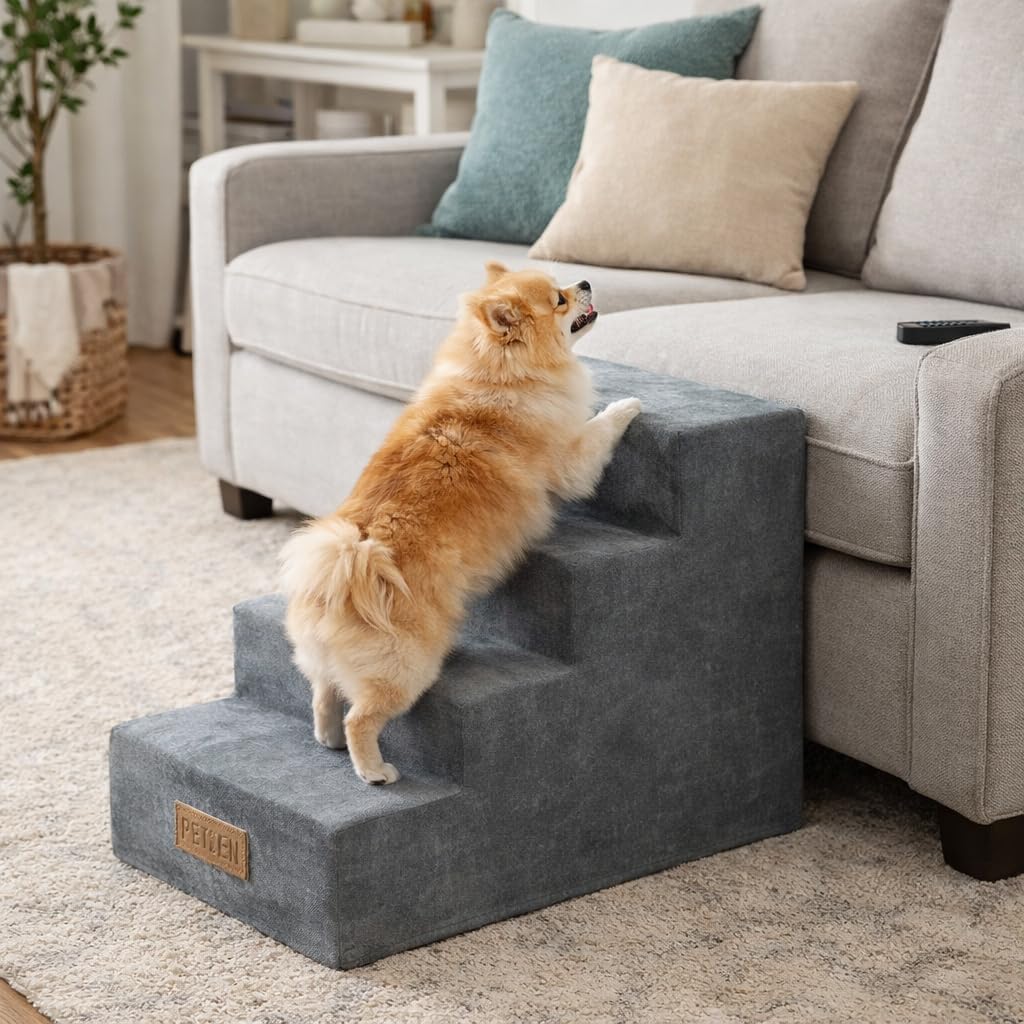 Sofatreppe für Hunde und Katzen – Hundetreppe für Bett & Sofa – 3- oder 4-stufig, rutschfest & wasch