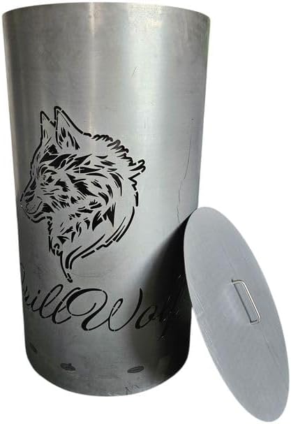 TiKo-Design Feuerschalendeckel aus Stahl rund, 42 cm Durchmesser, mit Griff, Silbergrau