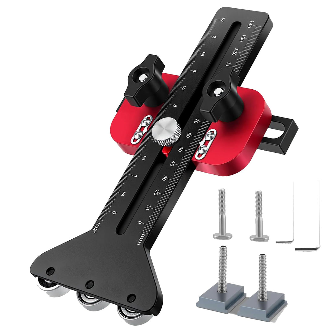 Tischkreissägenführung mit 3 Rollen – Präziser Fräsanschlag für Wiederholschnitte, 9.5x19 mm U-Slot