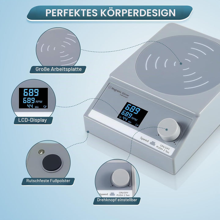 ANZESER Magnetrührer mit Zeitschaltuhr, 3.5L Digitaler Magnetrührer, Magnetische Rührplatte mit LCD