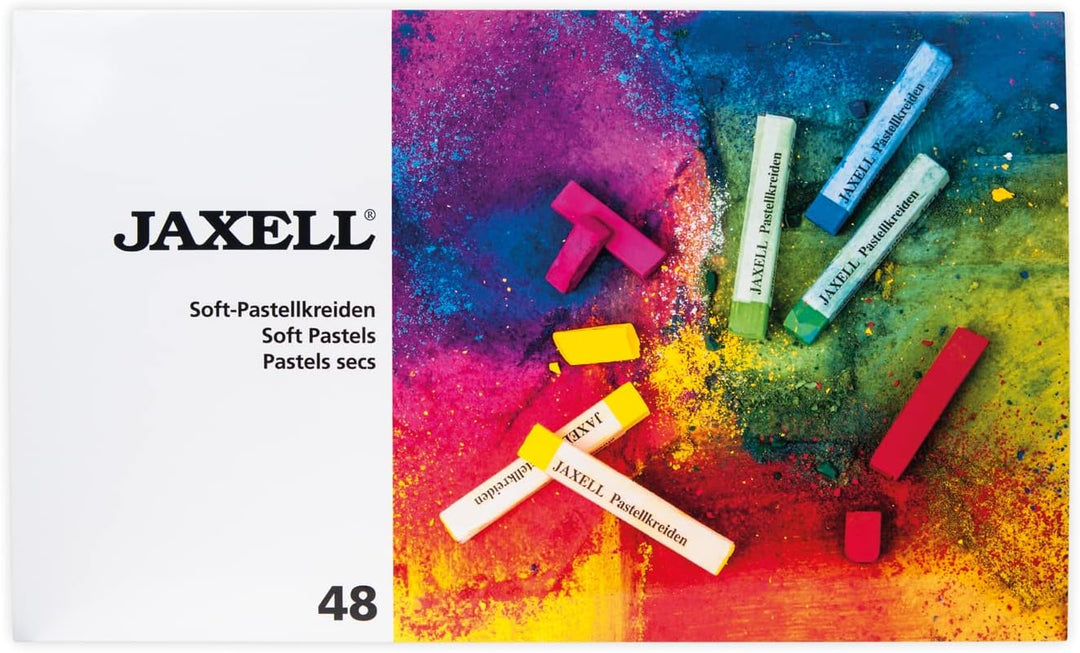Honsell 47652 - Jaxell Pastellkreide, eckige Form, 48er Set, für flächiges und präzises Arbeiten, sa