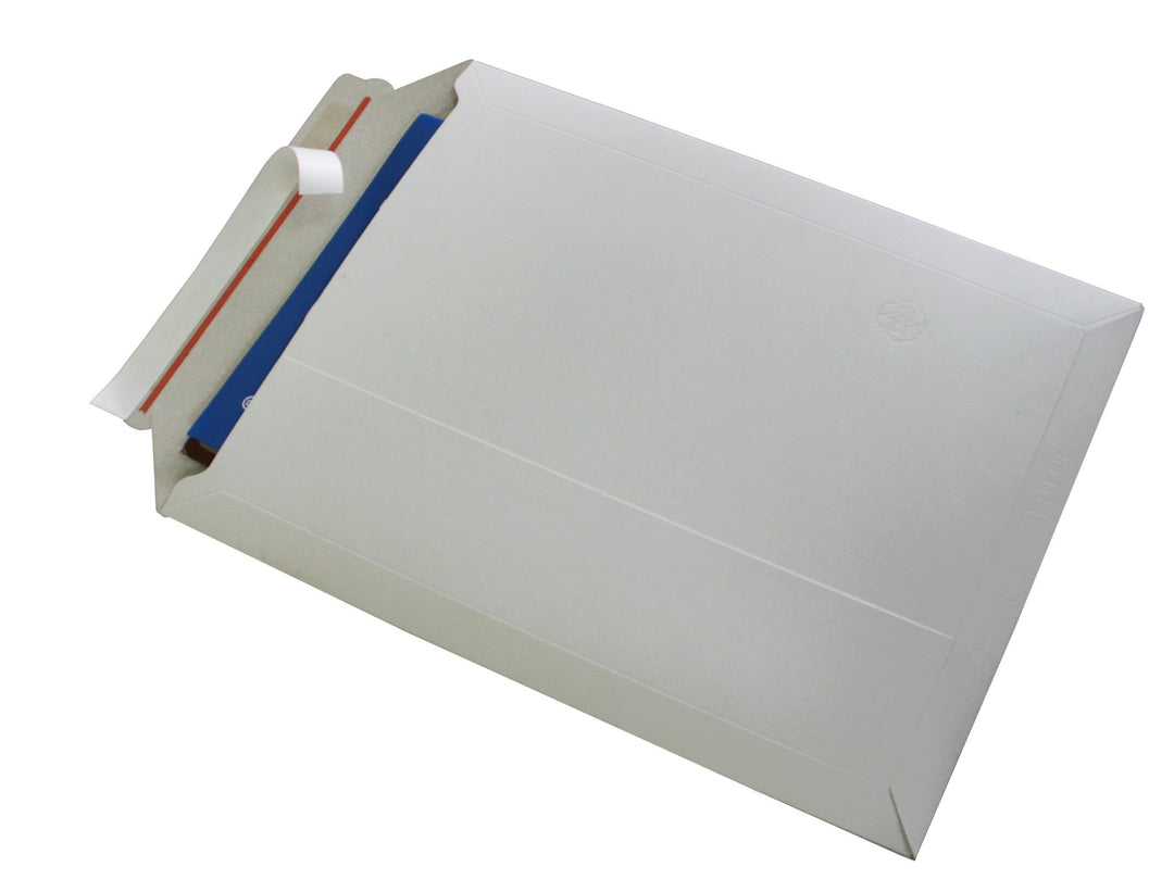 Versandtaschen weiss ungestrichen Vollpappe weiss Karton DIN A3 - flach:455x320mm / aufgestellt 440x