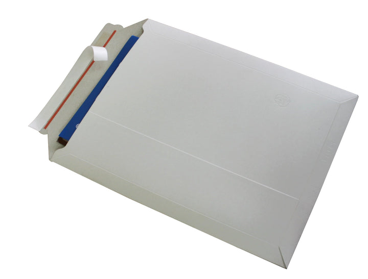 Versandtaschen weiss ungestrichen Vollpappe weiss Karton DIN A3 - flach:455x320mm / aufgestellt 440x