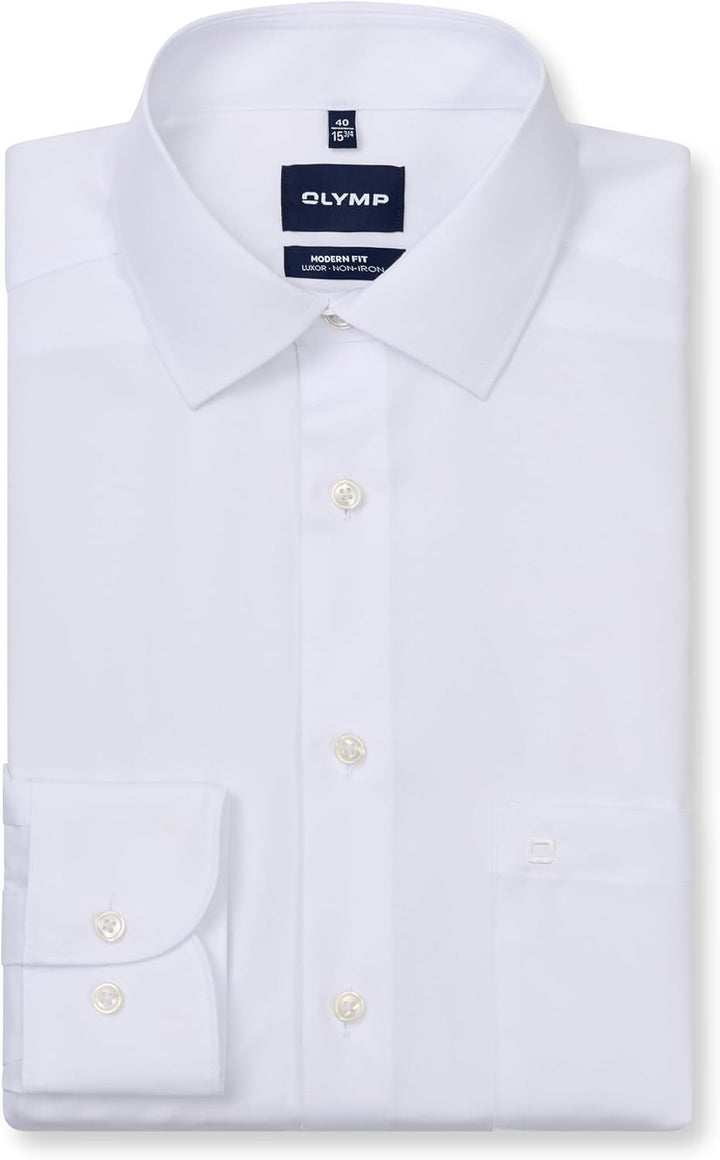 Olymp Luxor Modern Fit Hemd Kurze Ärmel 37 Weiss, 37 Wei&amp;