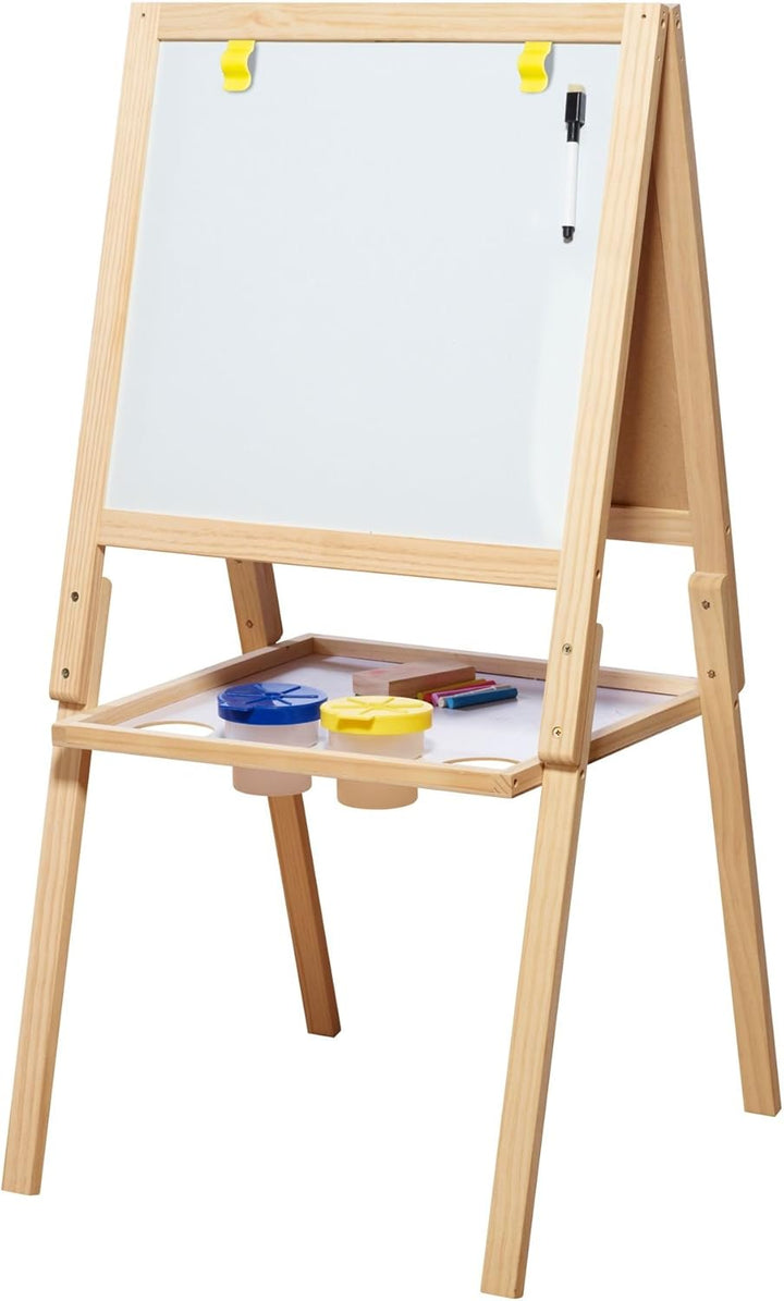 Casdon Wooden Easel, Double-Sided Easel for Children Aged 3+, 2-In-1 Blackboard and Whiteboard for Y
