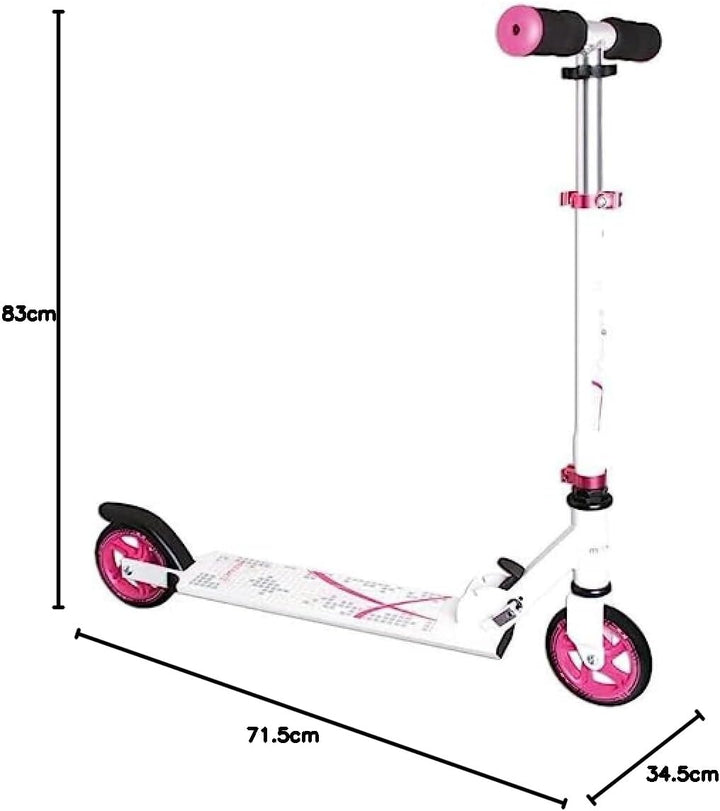 muuwmi Aluminium Scooter – Tretroller, 125 mm, ABEC 5, GS geprüft, höhenverstellbar weiss-pink, weis