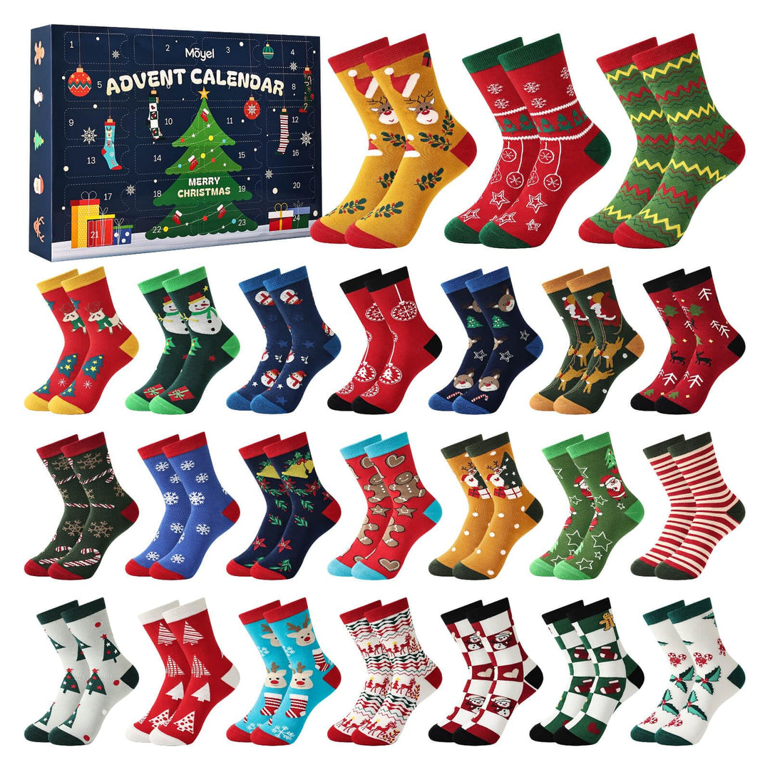 Moyel 24 Paar Adventskalender Socken Damen 39-42 Lustige Adventskalender 2025 Frauen Kreativ Advent
