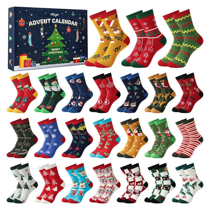 Moyel 24 Paar Adventskalender Socken Damen 39-42 Lustige Adventskalender 2025 Frauen Kreativ Advent