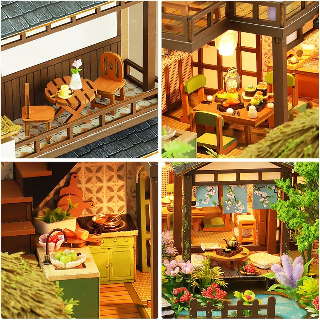 Miniatur Haus Bausatz, Kreatives DIY Puppenhaus aus Holz, Holzpuzzle für Erwachsene &amp; Jugendliche, I