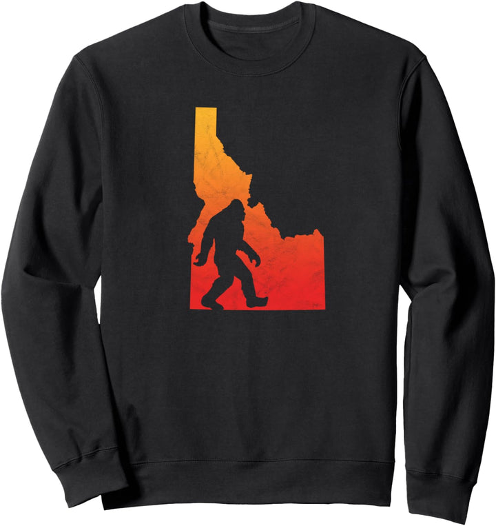Retro State of Idaho Bigfoot Silhouette Distressed Eighties Sweatshirt