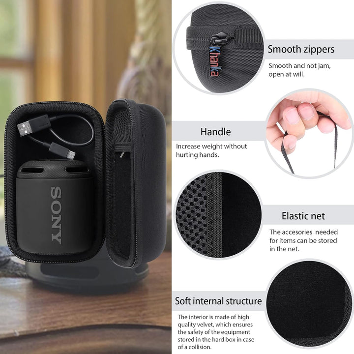 Khanka Hart Reise Tragetasche case Für Sony SRS-XB12 Bluetooth Lautsprecher tragbar kabellos. Schwar