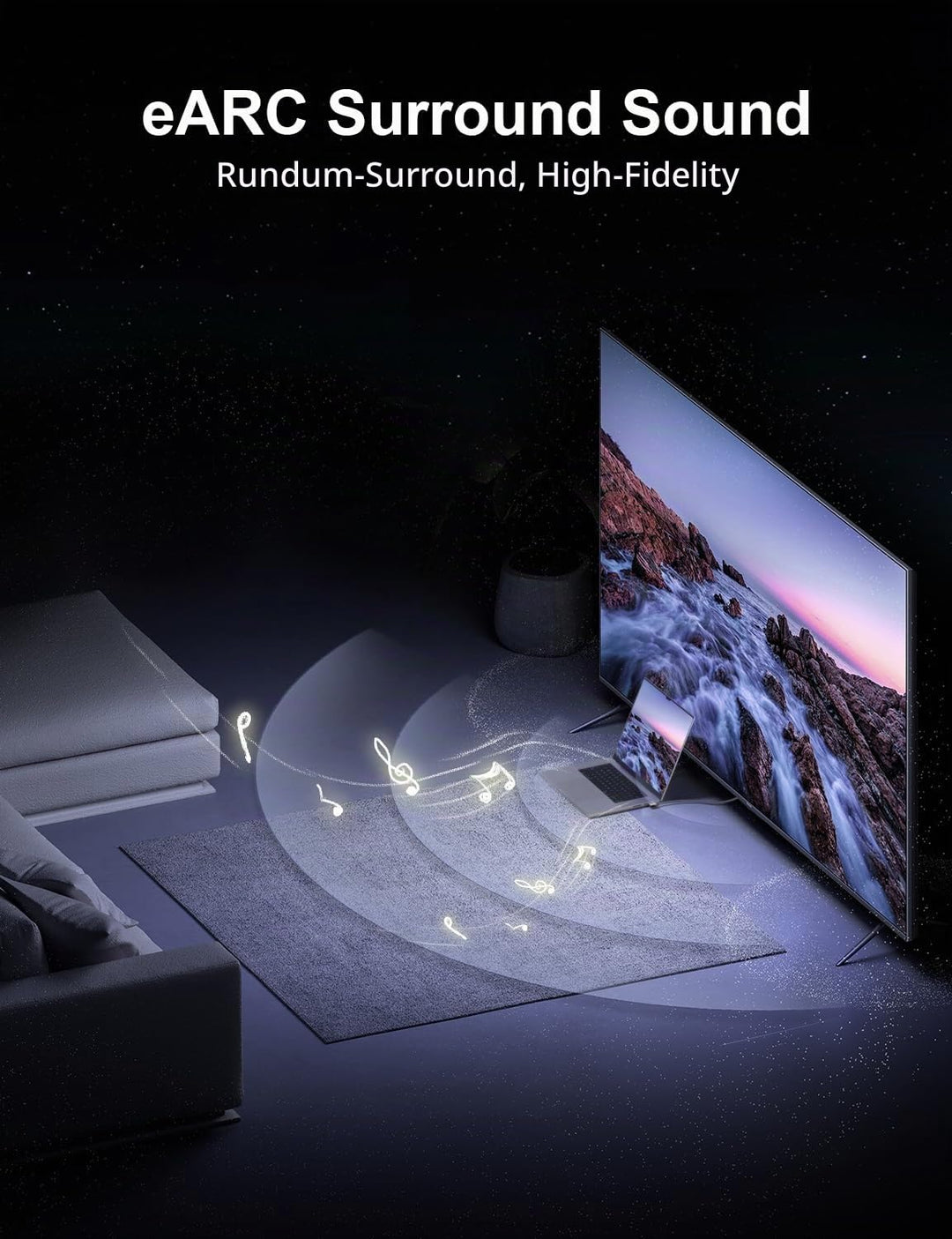 XAOSUN 8K HDMI 2.1 Kabel Winkel 2M, 48 Gbps HDMI Kabel Abgewinkelt 90 Grad, 8K@60 Hz,4K @120Hz [Dyna