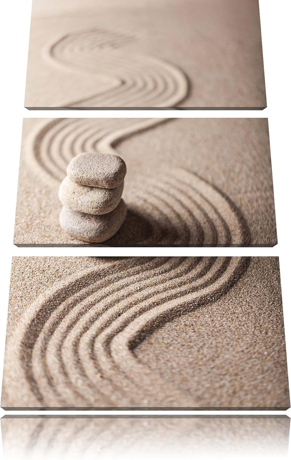 Pixxprint Wellenmuster im Sand als Leinwandbild/Grösse: 3 Teilig (120x80) cm/Wandbild/Kunstdruck/fer