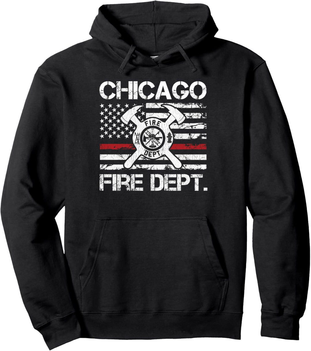 Chicago Illinois Feuerwehr Thin Red Line Feuerwehrmann Pullover Hoodie