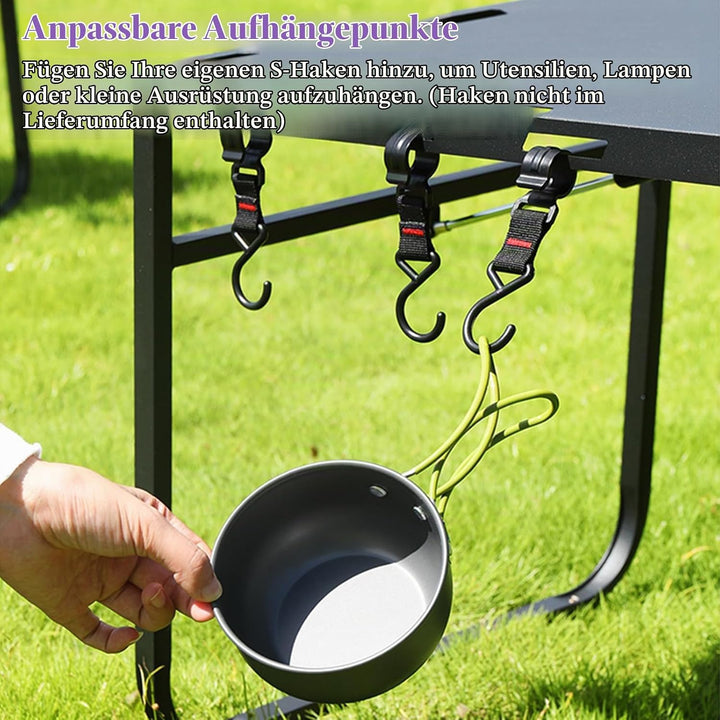 Camping Tisch Klappbar 84 x 42cm mit Lampenhalter für 4 Personen | Camping Klapptisch, Falttisch mit