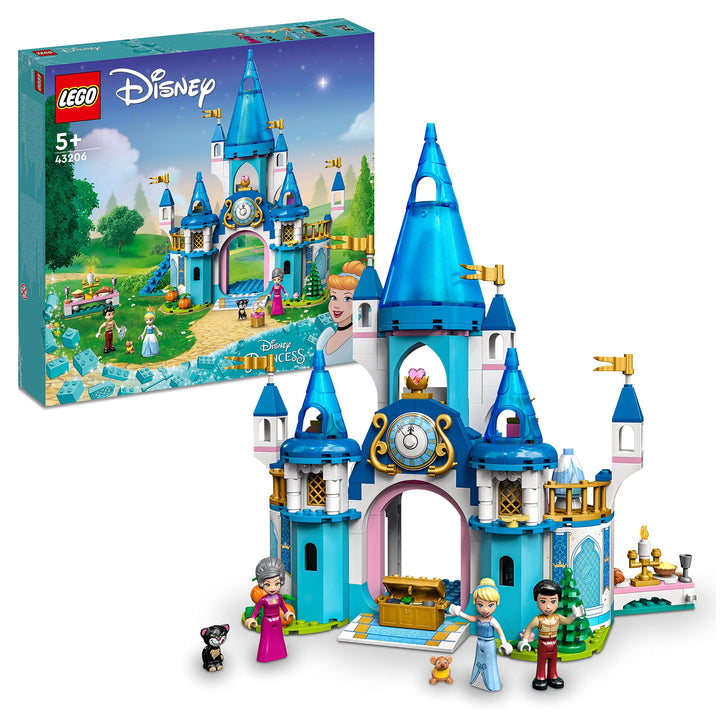 LEGO 43206 Disney Princess Cinderellas Schloss Spielzeug zum Bauen mit 3 Mini-Puppen, Puppenhaus ink