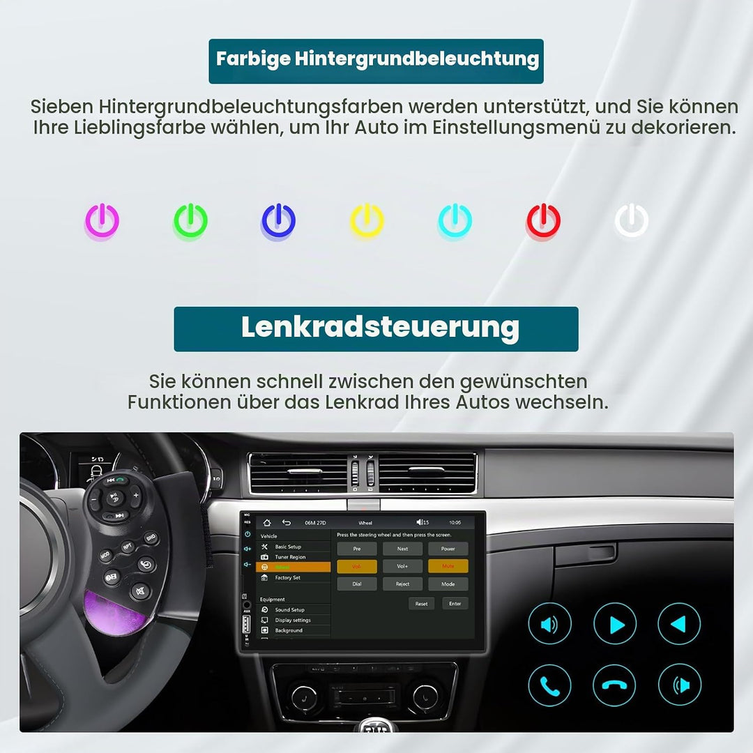 Hikity DAB Autoradio 2 DIN 7 Zoll IPS Touchscreen mit Video-Ausgangsfunktion, Radio 2 Din Bluetooth