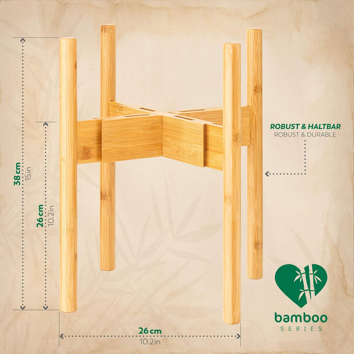 Rubberneck Bambus Pflanzenständer - Verstellbare Blumentopfständer aus Bambusholz für den Innen- und